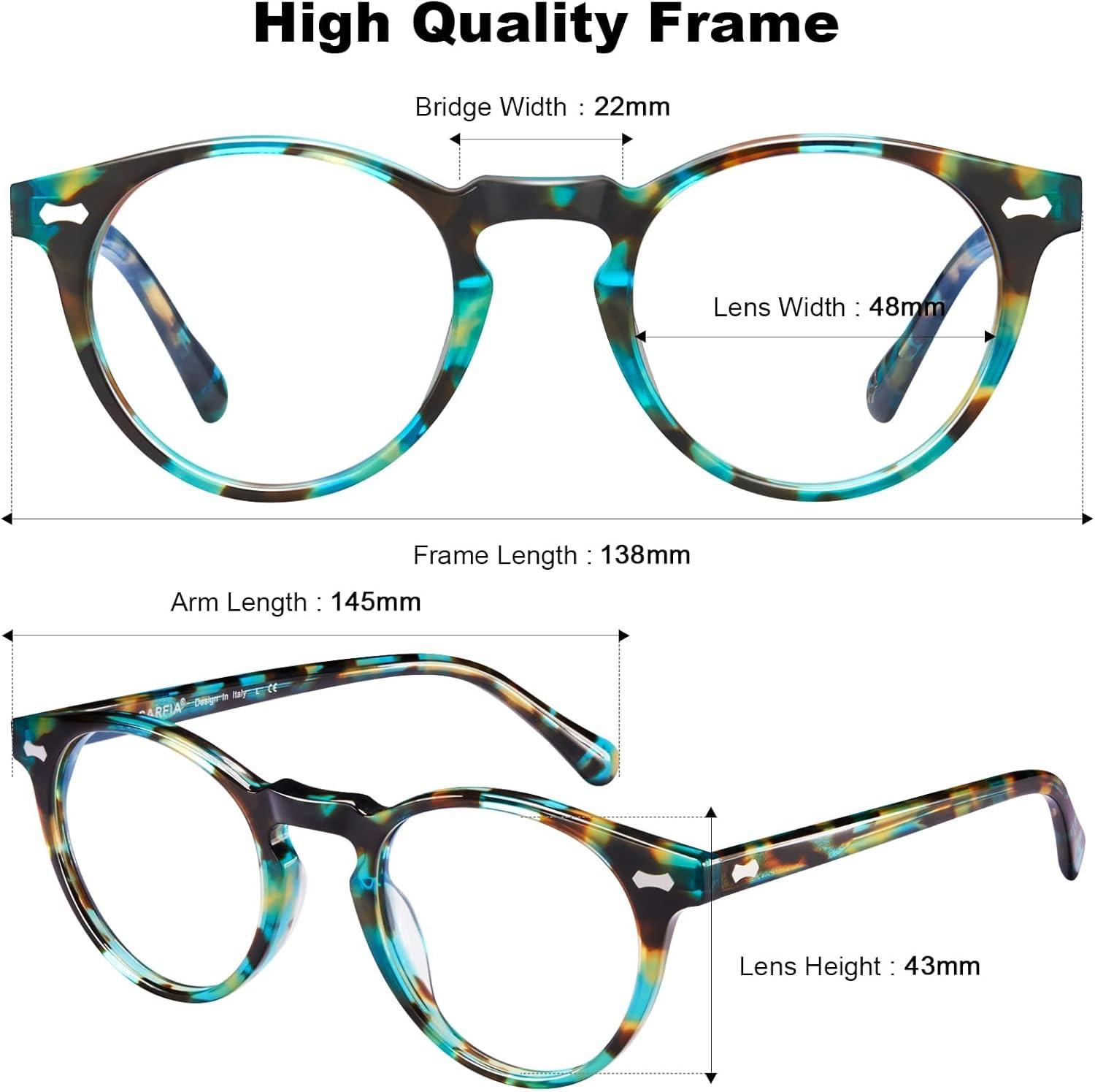 imageCARFIA Acetate Frame Round Blue Light Blocking Glasses for Women Anti Eye Eyestrain Computer Gaming GlassesFlowers Frame