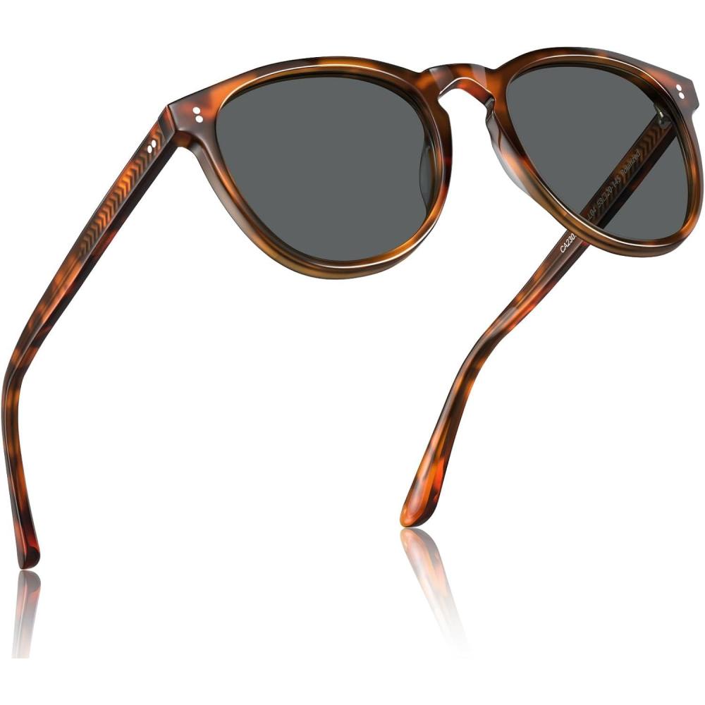 imageCARFIA Acetate Polarized Sunglasses for Men Trendy Retro Sun Glasses CA230751 Gray Lens