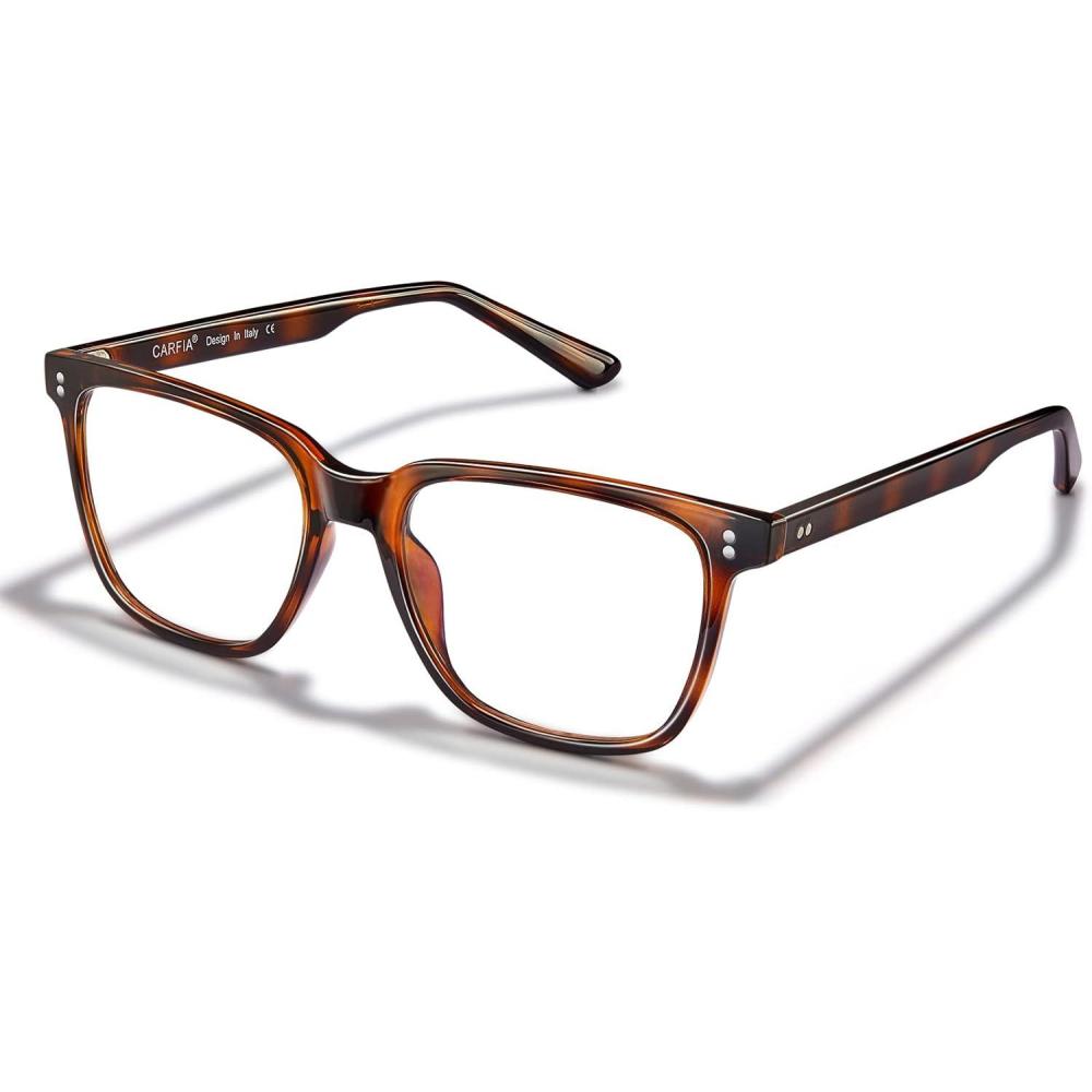 imageCARFIA Blue Light Blocking Glasses  Square Eyeglasses Filter Blue Ray Computer Game Glasses CA5354C Tortoise Frame Blue Light Glasses