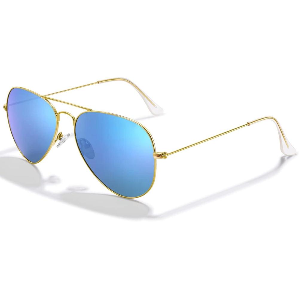 imageCARFIA Classic UltraLightweight Polarized Sunglasses for Women Men UV Protection Retro Cool Pilot Driving Sun Glasses3 Blue Mirror