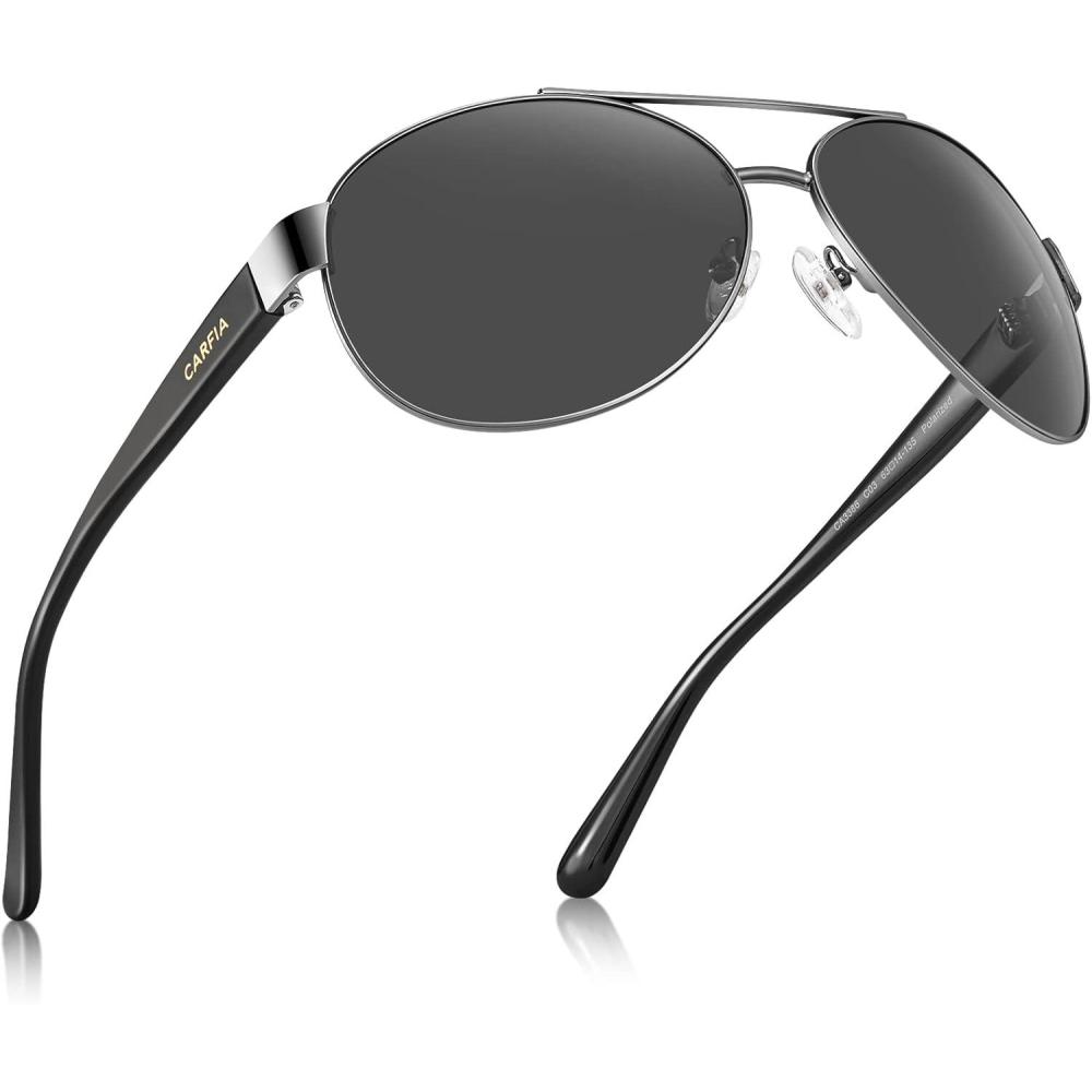 imageCARFIA Pilot Polarized Sunglasses for Men Women UV400 Vintage Retro Style Driving Sun glassesBlack