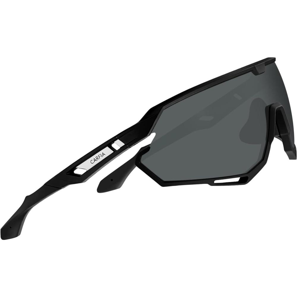 imageCARFIA Polarized Cycling Sunglasses for Men  3 Interchangeable Lenses UV400ShockproofHD Vision CA5390Rc01  Only Grey Polarized Lens