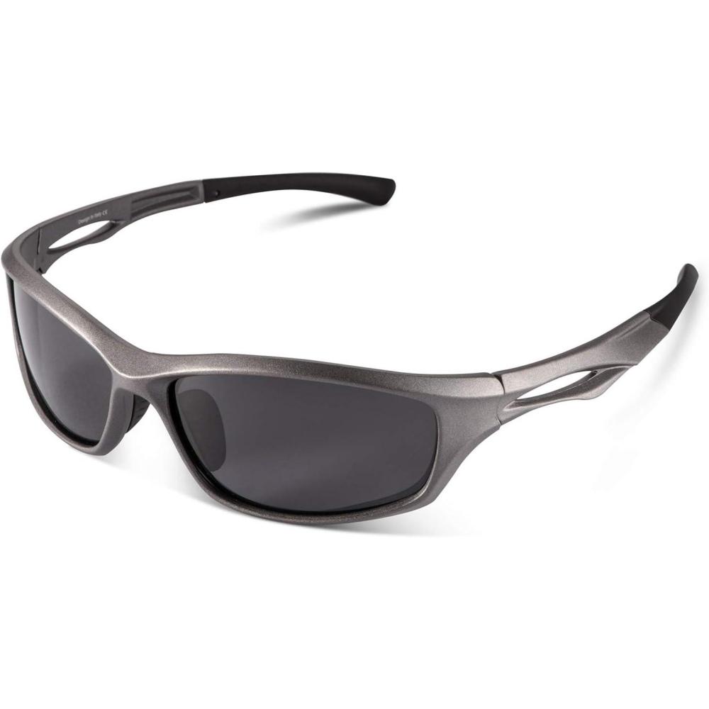 imageCARFIA Polarized Sports Sunglasses for Cycling Fishing Running Driving 100 UV400 Protection Safety Glasses 009Grey Lens Gun Frame