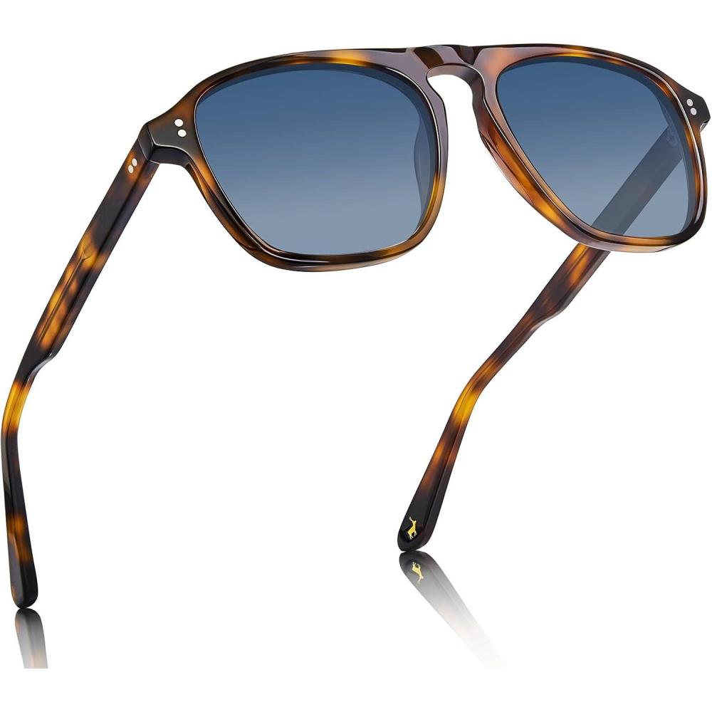 imageCARFIA Polarized Sunglasses for Men UV400 Protection  Pilot Design Acetate Sun Glasses for Driving Fishing Outdoor CA53552 Tortoise Frame Blue Gradient Lens