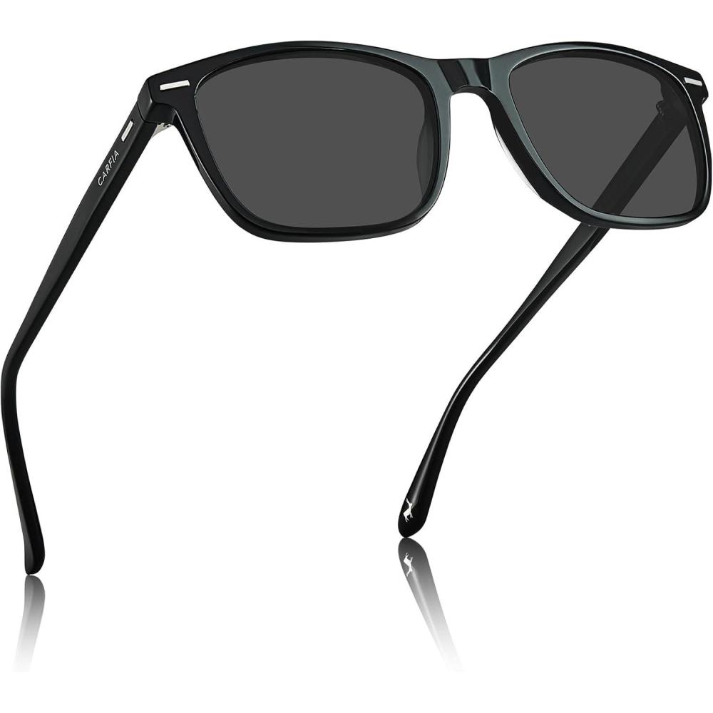 imageCARFIA Rectangle Polarized Sunglasses for Men UV400 Protection Narrow Face Lightweight Acetate Driving Glasses1grey Lens
