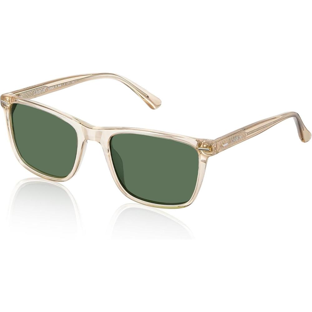 imageCARFIA Rectangle Polarized Sunglasses for Men UV400 Protection Narrow Face Lightweight Acetate Driving Glasses4transparent Green Lenses