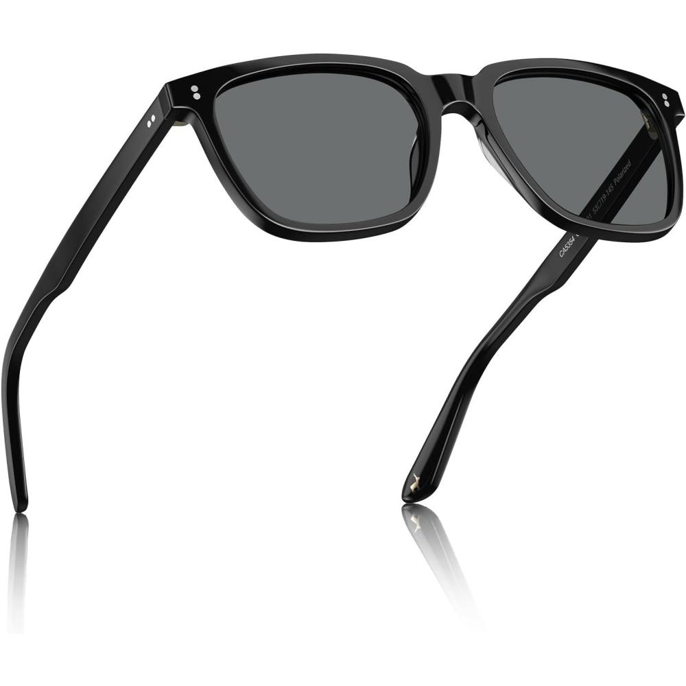imageCARFIA Retro Acetate Polarized Sunglasses for Men UV400 Protection Driving Outdoor AntiGlare Sun Glasses CA5354WS2 Black Frame Grey Lenses