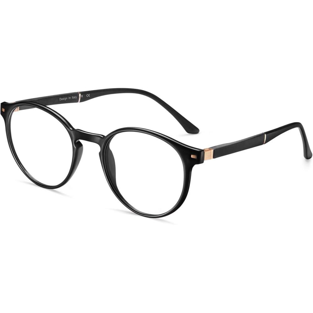 imageCARFIA Round Blue Light Glasses for Women Lightweight Cute Computer Gaming Glasses Blue Light Blocker Revo Lenses11 Black Frame Antiblue Lens