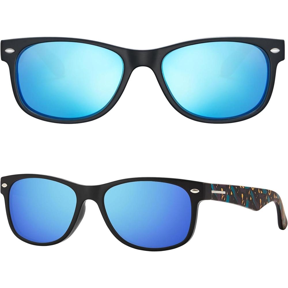 imageCARFIA Square Womens Sunglasses Men PolarizedClassic Retro Vintage TR90 Frame UV Protection Outdoor Driving Sun GlassesBlack Frame Blue Lens