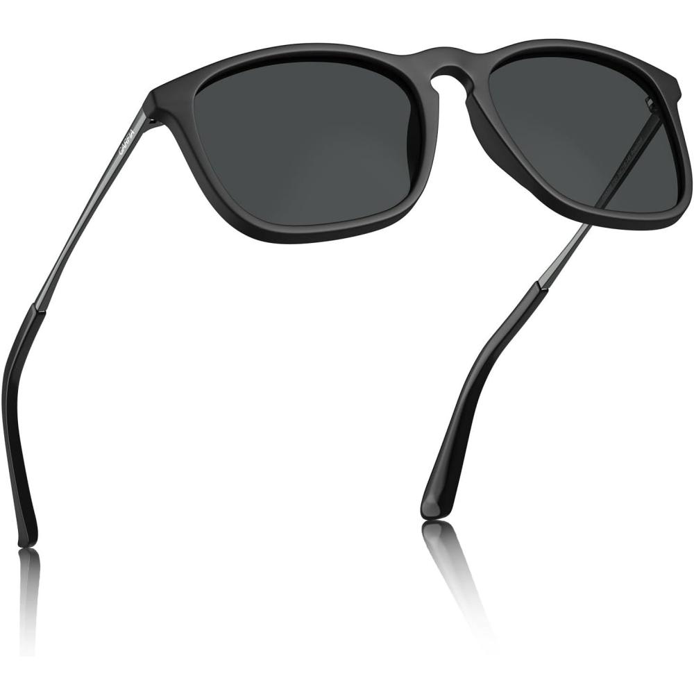 imageCARFIA Vintage Polarized Sunglasses for Men Women Lightweight Durable Design with UV Protection CA5200Grey Lenses Black Frame