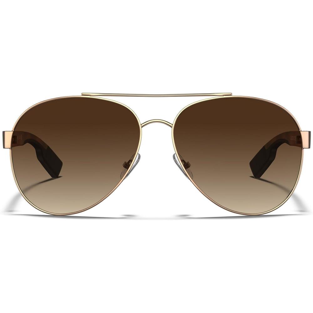 imageCARFIA Wide Temples Pilot Sunglasses for Men Polarized UV400 Protection Classic Trendy Style Eyewear CA53781 Gold Frame  Gradient Brown Lens