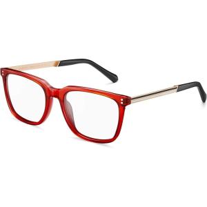 CARFIA Acetate Frame Blue Light Blocking Glasses for Women Small Face – Filter Blue Ray Computer Game Glasses CA5354(Red Frame)