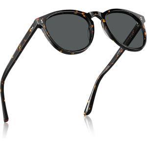 CARFIA Acetate Polarized Sunglasses for Men Trendy Retro Sun Glasses CA2307(5-2. Tortoise Frame Gray Lens)