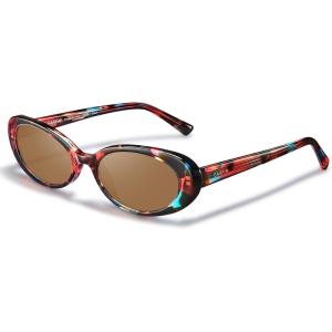 CARFIA Acetate Retro Oval Sunglasses for Women Polarized UV Protection CA5501(Tortoise Frame Brown Lens)
