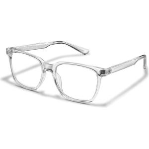 CARFIA Blue Light Blocking Glasses – Square Eyeglasses Filter Blue Ray Computer Game Glasses CA5354(B: Transparent Frame Blue Light Glasses)