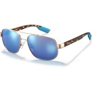 CARFIA Classic Metal Mens Sunglasses Polarized Sunglasses UV Protection CA5377(Matte Gold Ice Blue Mirror)