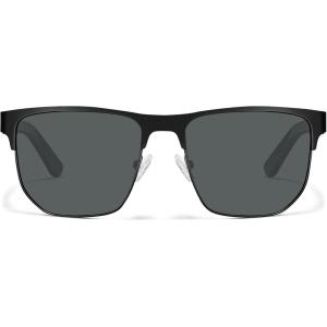 CARFIA Metal Polarized Men’s Sunglasses, UV400 Lenses, Spring Flexible Hinge, Acetate Arm, with Sunglasses Case(Black Frame Grey Lens)