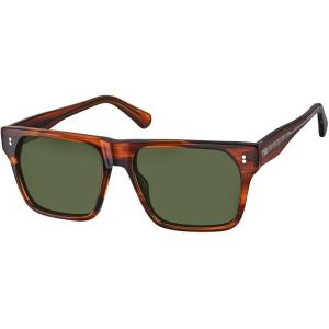 CARFIA Modern Sunglasses for Men Polarized UV400 Protection Flat Large Wrap Square Acetate Driving Glasses(2. Brown Stripe Green Lens)