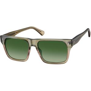 CARFIA Modern Sunglasses for Men Polarized UV400 Protection Flat Large Wrap Square Acetate Driving Glasses(4. Green Frame Green Lens)