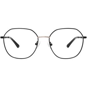 CARFIA Nerd Costume Glasses for Halloween Cosplay Non-Prescription Clear Lens Prop Women Blue Light Blocking Glasses(S: Black & Gold)