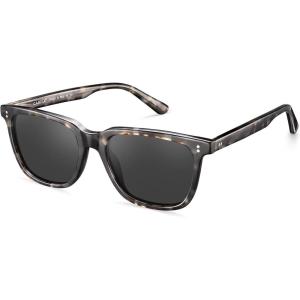 CARFIA Polarized Men’s Sunglasses UV400 Protection for Driving Fishing Cool Man Acetate Shades CA5354L(6. Grey Tortoise Frame Grey Lens)