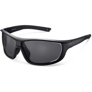 CARFIA Polarized Sports Sunglasses for Men Women UV Protection Unique Lens Sides Vent Glasses for Baseball Running Cycling Grey Lens