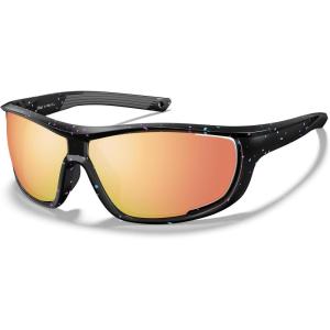 CARFIA Polarized Sports Sunglasses for Men Women Unique Lens Sides Vent Glasses for Baseball Running Cycling(6. Pink Mirrored Tortoise Frame)