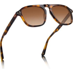 CARFIA Polarized Sunglasses for Men UV400 Protection – Pilot Design Acetate Sun Glasses for Driving Fishing Outdoor CA5355(4. Tortoise Frame Brown Gradient Lens)