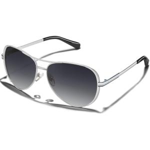 CARFIA Polarized Sunglasses for Women Trendy Retro Classic Pilot Sun glasses CA5388(5. Grey Gradient Lens)
