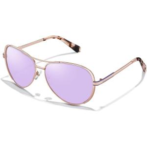 CARFIA Polarized Sunglasses for Women Trendy Retro Classic Pilot Sun glasses CA5388(6. Purple Mirror)
