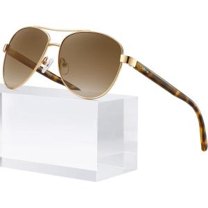 CARFIA Polarized Sunglasses for Women UV Protection Acetate Arms Metal Frame Woman’s Shades CA3216(1. Brown Gradient Lens Havana Tortoise Arm)