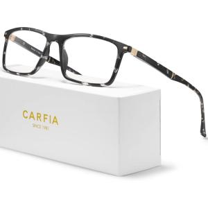 CARFIA Rectangle Blue Light Blocking Glasses for Men UV Protection Computer Gaming Glasses(Leopard Frame)