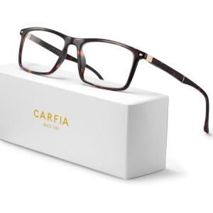 CARFIA Rectangle Blue Light Blocking Glasses for Men UV Protection Computer Gaming Glasses(Tortoise Frame)