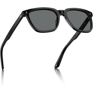 CARFIA Retro Acetate Polarized Sunglasses for Men UV400 Protection Driving Outdoor Anti-Glare Sun Glasses CA5354WS(2. Black Frame Grey Lenses)