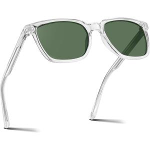 CARFIA Retro Acetate Polarized Sunglasses for Men UV400 Protection Driving Outdoor Anti-Glare Sun Glasses CA5354WS(5-1. Green Lenses)