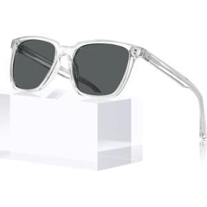 CARFIA Retro Acetate Polarized Sunglasses for Men UV400 Protection Driving Outdoor Anti-Glare Sun Glasses CA5354WS(5-4. Grey Lenses)