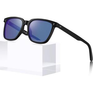 CARFIA Retro Acetate Polarized Sunglasses for Men UV400 Protection Driving Outdoor Anti-Glare Sun Glasses CA5354WS(6-2. Blue Lenses)