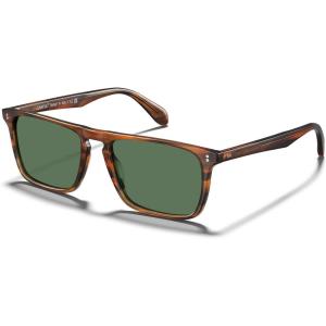 CARFIA Retro Polarized Sunglasses for Men UV Protection Hand-crafted Acetate Frame Fashion Cool Sun Glasses CA53572(2. Brown Striped Frame Green Lens)