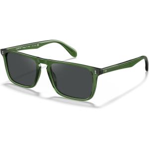 CARFIA Retro Polarized Sunglasses for Men UV Protection Hand-crafted Acetate Frame Fashion Cool Sun Glasses CA53572(6-4. Clear Green Frame Gray Lens)