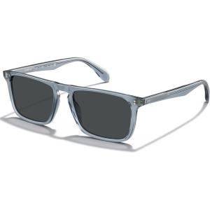 CARFIA Retro Polarized Sunglasses for Men UV Protection Hand-crafted Acetate Frame Fashion Cool Sun Glasses CA53572(7-1. Crystal Blue Frame Gray Lens)