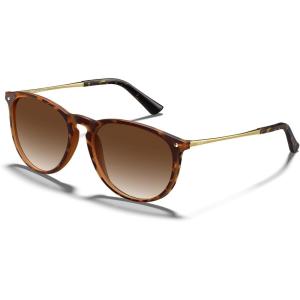 CARFIA Round Sunglasses for Women Polarized UV Protection, Trendy Retro Designer Style CA5100(1. Brown Gradient Lenses Gold Temple)
