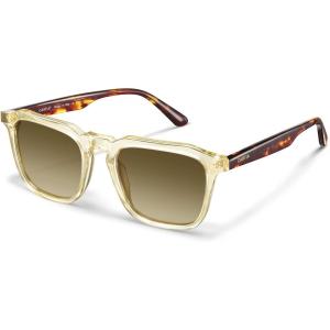 CARFIA Square Sunglasses for Men Polarized Retro 60s Design, Hand-crafted Acetate, UV400 Protection Cool Sun Glasses(5. Brown Frame Brown Gradient Brown)