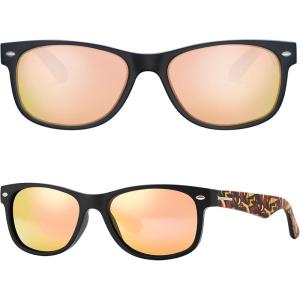 CARFIA Square Womens Sunglasses Men Polarized,Classic Retro Vintage TR90 Frame UV Protection Outdoor Driving Sun Glasses(Black Frame Pink Lens)