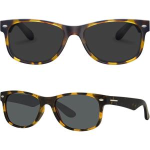 CARFIA Square Womens Sunglasses Men Polarized,Classic Retro Vintage TR90 Frame UV Protection Outdoor Driving Sun Glasses(Tortoise Frame Black Lens)
