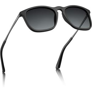 CARFIA Vintage Polarized Sunglasses for Men Women Lightweight Durable Design with UV Protection CA5200(3. Matte Black Frame Grey Gradient Lenses)