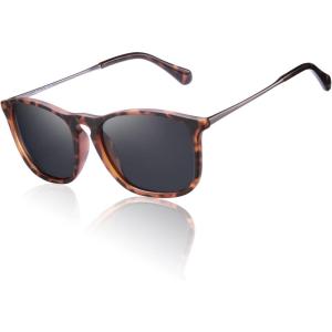 CARFIA Vintage Polarized Sunglasses for Men Women Lightweight Durable Design with UV Protection CA5200(5. Matte Tortoise Frame Grey Lenses)