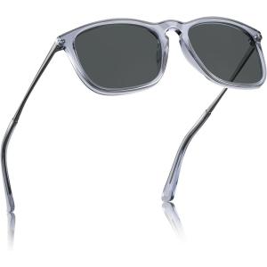CARFIA Vintage Polarized Sunglasses for Men Women Lightweight Durable Design with UV Protection CA5200(6. Polished Light Grey Frame Grey Lenses)