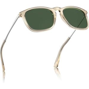 CARFIA Vintage Polarized Sunglasses for Men Women Lightweight Durable Design with UV Protection CA5200(7. Polished Light Coffee Frame Green Lenses)