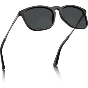 CARFIA Vintage Polarized Sunglasses for Men Women Lightweight Durable Design with UV Protection CA5200(Grey Lenses Black Frame)