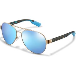 CARFIA Wide Temples Pilot Sunglasses for Men Polarized UV400 Protection Classic Trendy Style Eyewear CA5378(7. Golden Tortoiseshell Frame + Ice-blue Mirror)